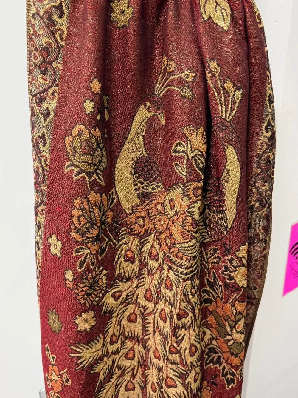 pashmina Red and Olive Floral Paisley Wrap